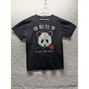 Riot Society Cotton Graphic Tee Shirt Medium Black Panda Rose Trap Streetwear
